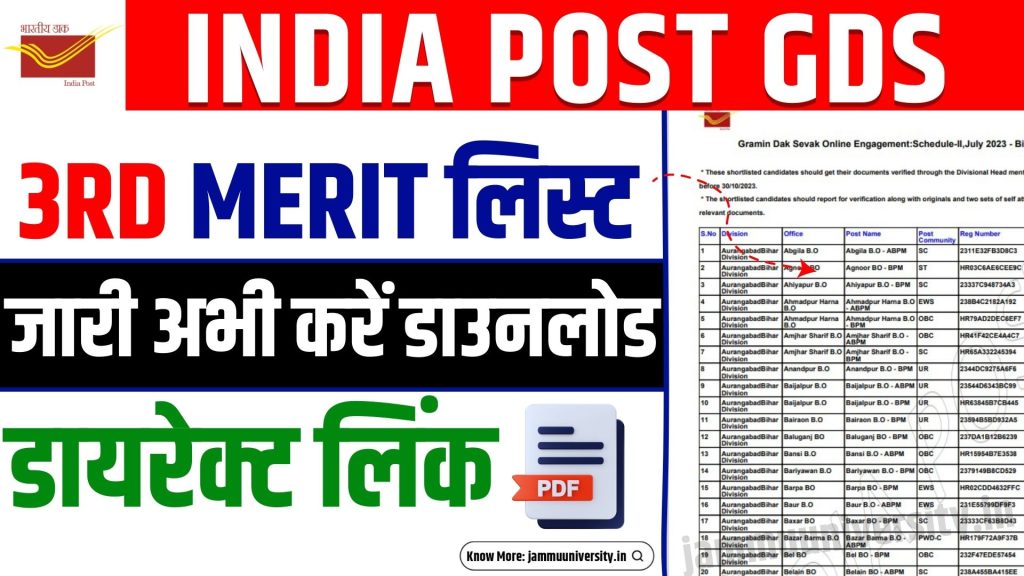 India Post GDS 3rd Merit List 2023: ऐसे करें लिस्ट चेक डायरेक्ट लिंक