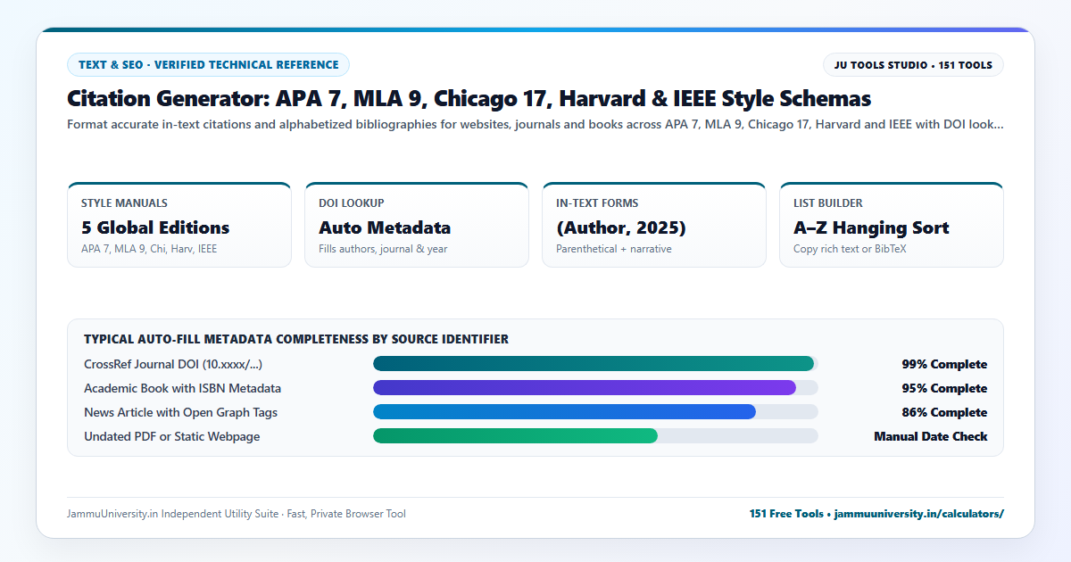 Citation Generator infographic illustrating apa citation maker, mla format generator, bibliography maker and cite this for me benchmarks