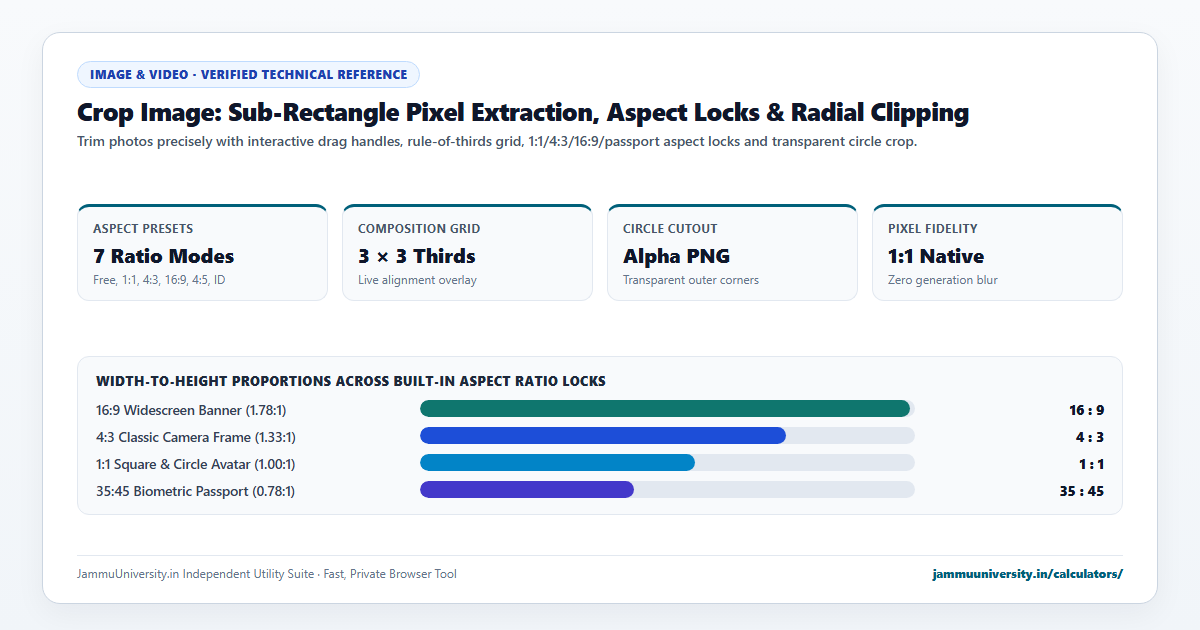 Crop Image infographic illustrating cut photo online, image cropper, crop picture free and trim image benchmarks