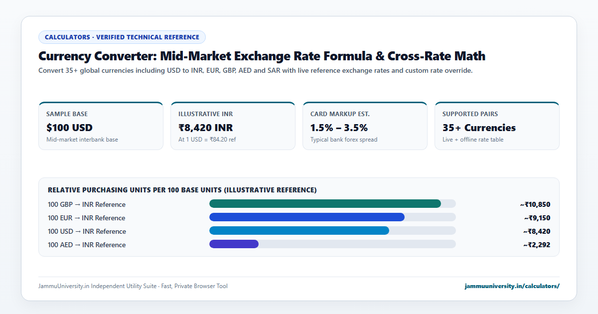 Currency Converter infographic illustrating exchange rate, USD to INR, Euro to Dollar and forex converter benchmarks