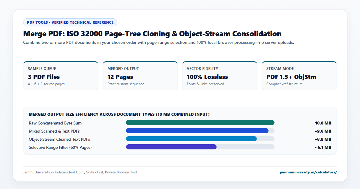 Merge PDF infographic illustrating combine pdf, join pdf files, pdf merger online and merge pdf free benchmarks