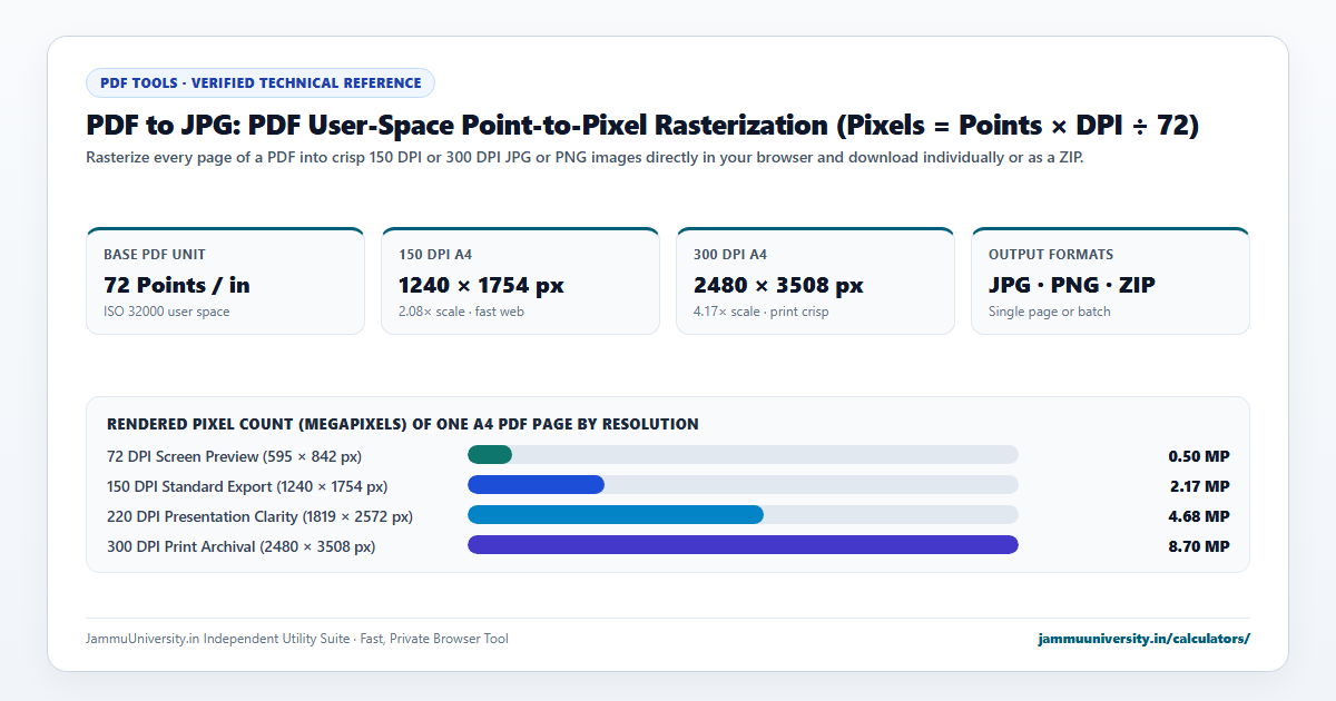 PDF to JPG infographic illustrating convert pdf to image, extract images from pdf, pdf to jpeg and pdf to png benchmarks