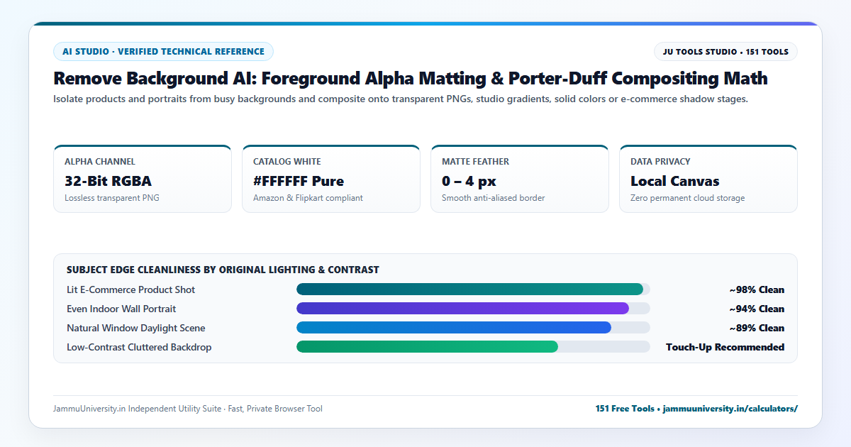 Remove Background AI infographic illustrating remove bg hd, ai product background, change photo background ai and generate background benchmarks