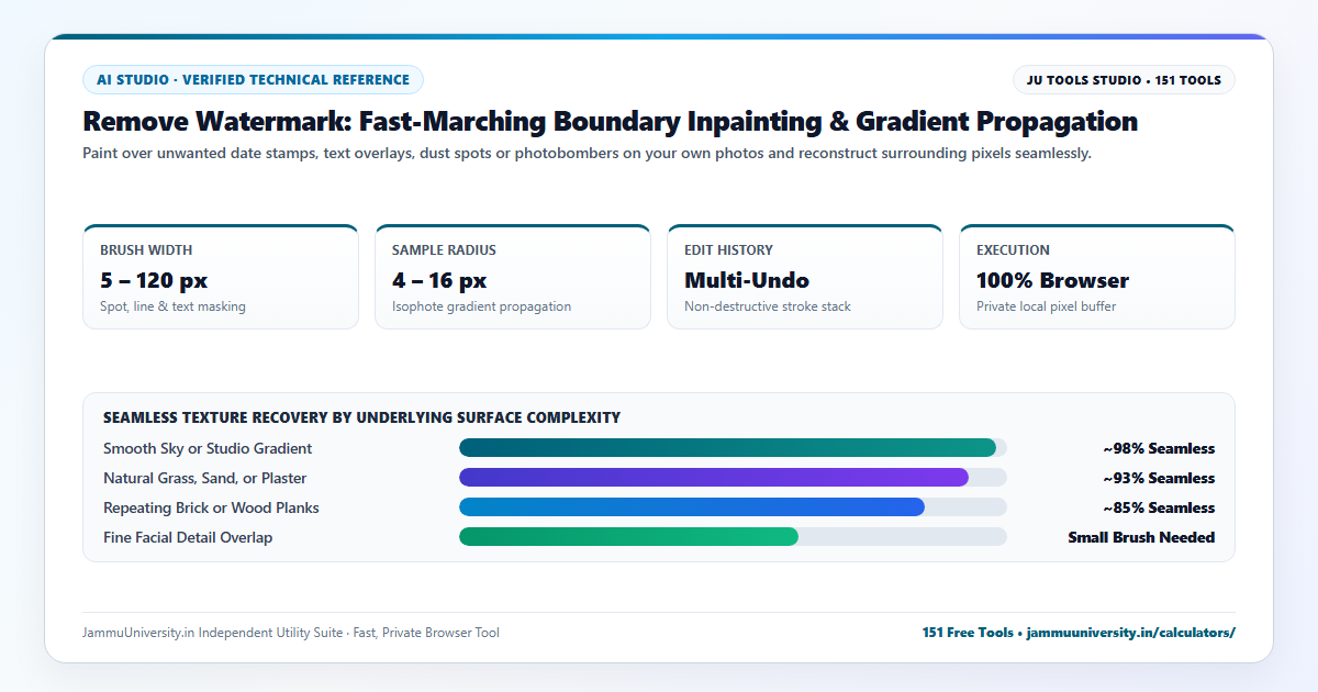 Remove Watermark infographic illustrating watermark remover ai, erase watermark, remove text from image and photo stamp remover benchmarks