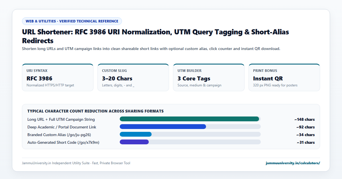 URL Shortener infographic illustrating link shortener, shorten url, tiny url creator and link shrinker benchmarks
