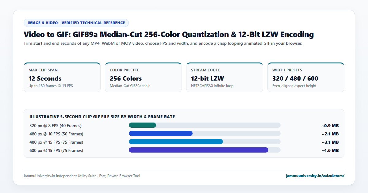 Video to GIF infographic illustrating convert video to gif, create gif from video, mp4 to gif and youtube to gif benchmarks